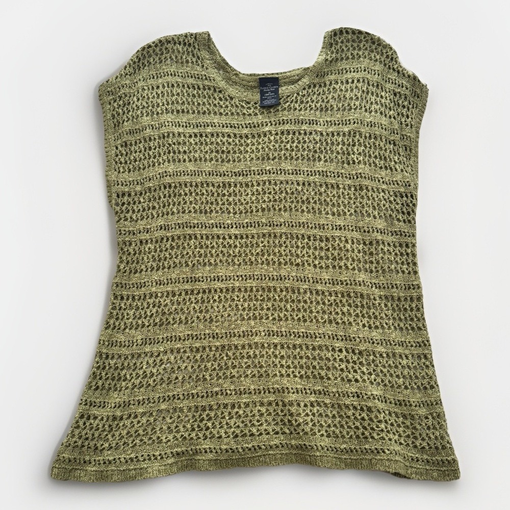 Faded‎ Glory Women's Green Crochet Top-Sz 2X-Plus Size-Beach-Casual-Swim Coverup